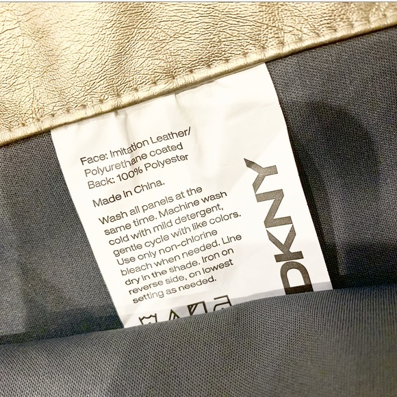 DKNY Faux Leather Metallic Champagne Curtains - Picture 3 of 4
